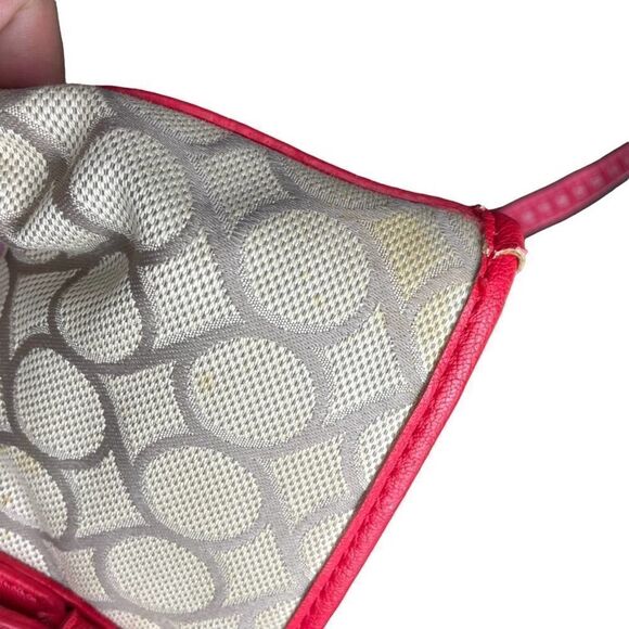 Nine West Beige Red Gold Studded Tote medium Shoulder Bag Circles Multi Pockets - Picture 7 of 13